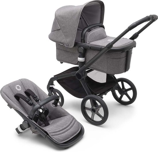 Bugaboo Fox 5 - Kinderwagen met Verende Wielen, Inklapbaar en Sturen met één hand, Zwart/Grijs