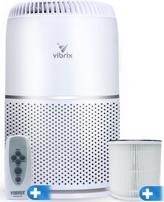 Vibrix Vortex20 luchtreiniger met afstandsbediening - 50 m² - Automatische stand + 6-in-1 filtersysteem - Luchtkwaliteitsindicator - Ionisator - Luchtfilter - Air purifier met HEPA-filter