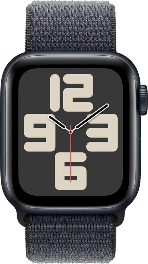 Apple Watch SE 2024 WiFi + 4G (Cellular) 40mm Midnight - Geweven Sportbandje Zwart