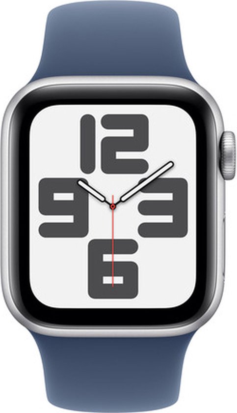 Apple Watch SE 2024 WiFi + 4G (Cellular) 40mm Zilver - Sportbandje S/M Blauw