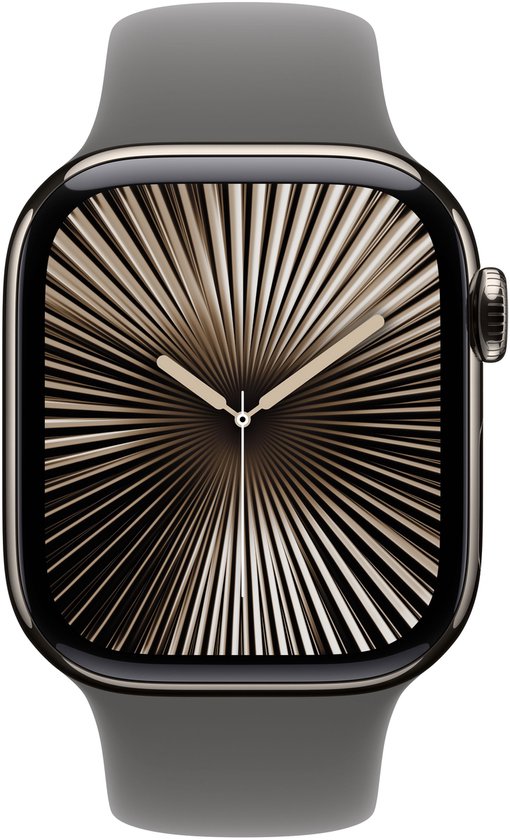 Apple Watch Series 10 WiFi + 4G (Cellular) 42mm Titanium Zilver - Sportbandje S/M Grijs