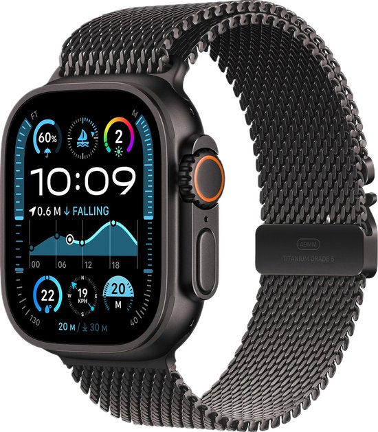 Apple Watch Ultra 2 4G (Cellular) 49mm Zwart - Milanese Band M Zwart