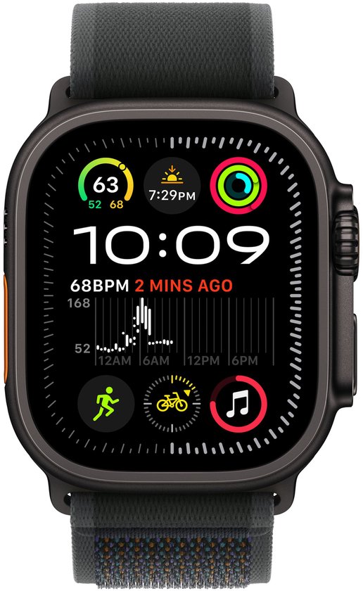 Apple Watch Ultra 2 4G (Cellular) 49mm Zwart - Trail Band M/L Zwart
