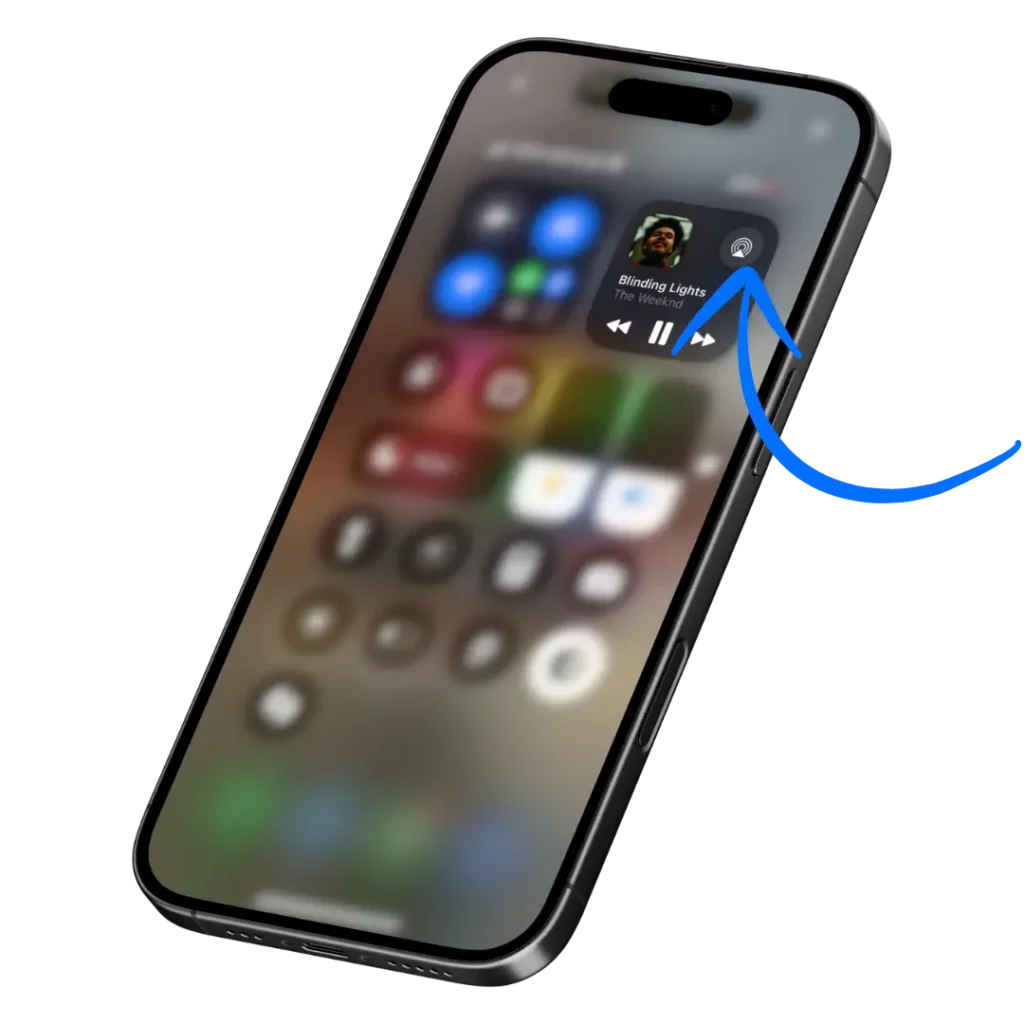 Apple Airplay: iPhone Control Center met AirPlay‑icoon