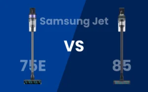 Samsung Jet 75E en Samsung Jet 85 steelstofzuigers naast elkaar in een vergelijking