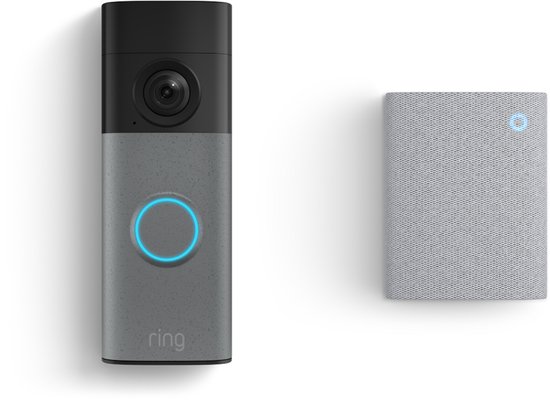 Ring Battery Video Doorbell 2K met Chime Speckled Grey